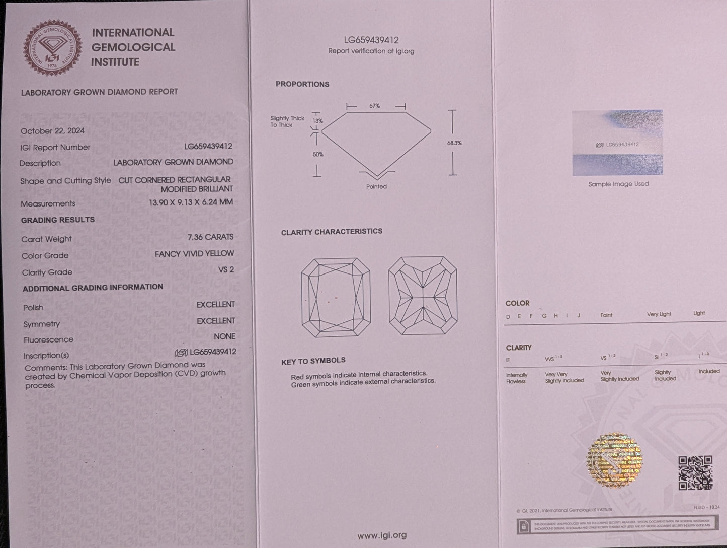 7.3 Ct VS2 Yellow Diamond, Platinum Ring