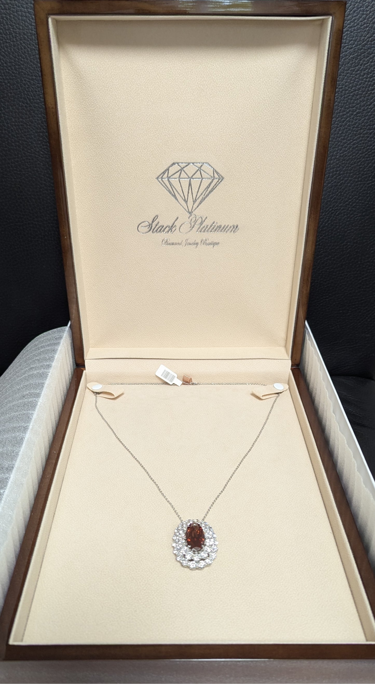 31 cttw Red Diamond, Double Halo Platinum Pendant Necklace, VS1, Lab-Grown