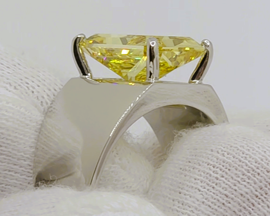 Gentleman's Ring: 7.3 Ct VS2 Yellow Diamond, Platinum 950