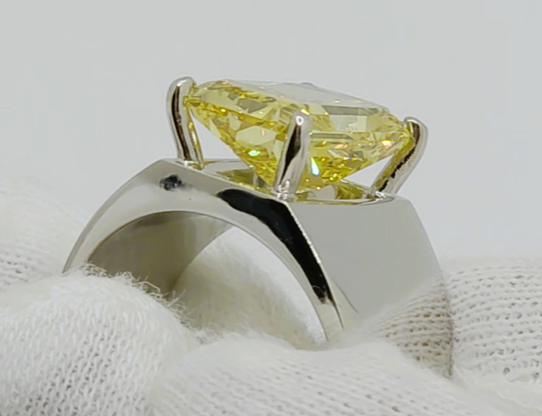 Gentleman's Ring: 7.3 Ct VS2 Yellow Diamond, Platinum 950