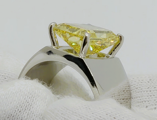 Gentleman's Ring: 7.3 Ct VS2 Yellow Diamond, Platinum 950