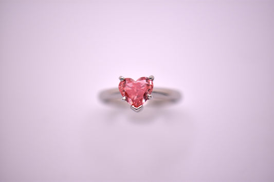 1.3 Ct VS1 Heart Shaped Fancy Intense Pink Lab Grown Diamond, Platinum 950, Solitaire Ring