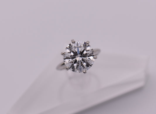 6.3 Ct VS1 Round Brilliant Ideal Cut Lab Grown Diamond, Platinum 950, Engagement Ring