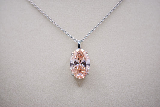 7 Ct VS1 Fancy Vivid Pink Lab Grown Diamond, Platinum 950, Pendant Necklace 18"