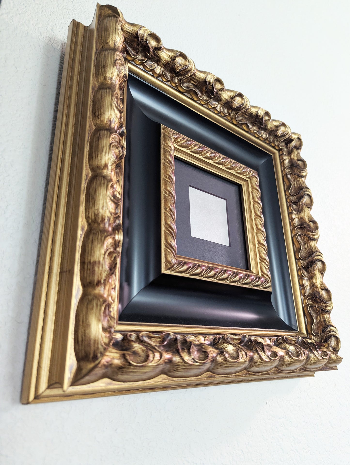 Pure Rhodium Bullion Fine Art Display, 10+ Troy Ounces, 99.9% Pure, Museum Quality Gold Frame, Limited Edition